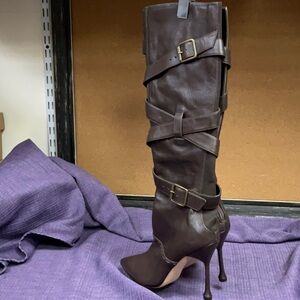 Manolo Blahnik Dark Brown Heeled Boots